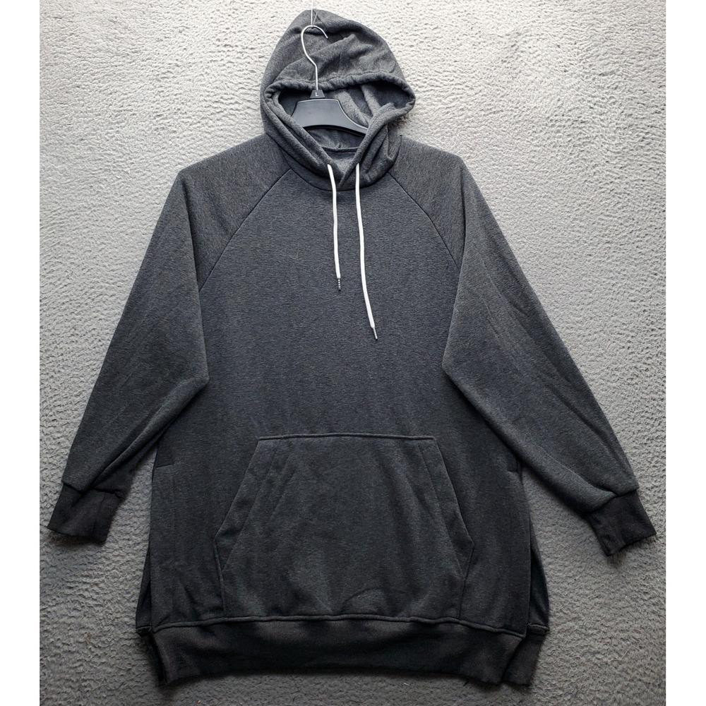 The Warmy Plush Hoodie Womens XL Gray Fleece Lined Oversized Drawstring Pullover